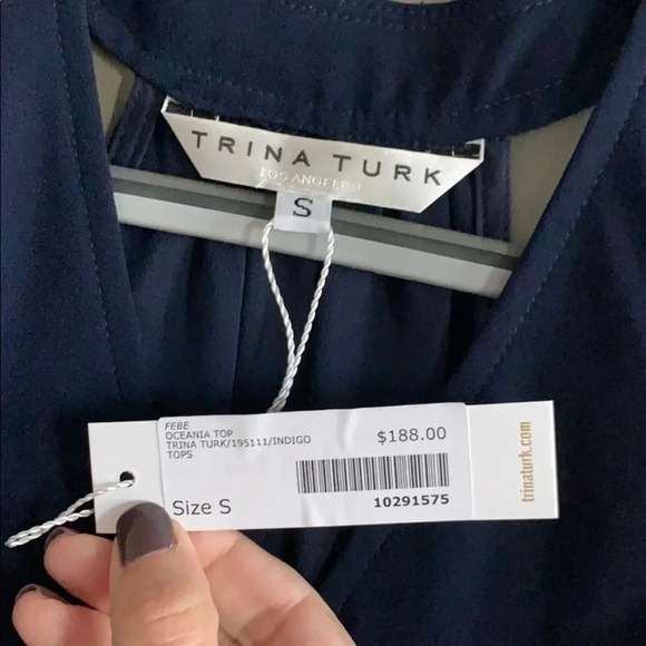 NWT Trina Turk Navy Racerback Blouse - Picture 3 of 3